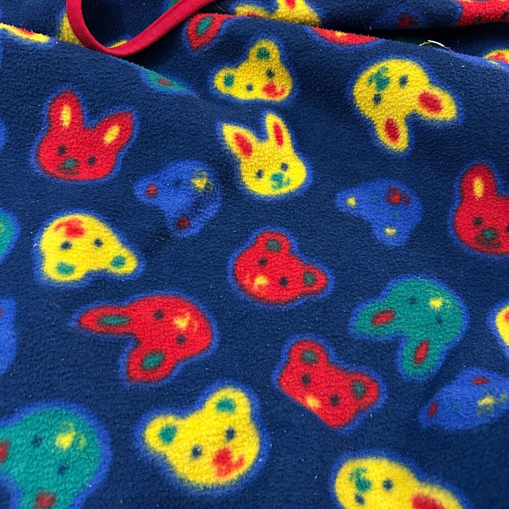 Vtg 1996 Gymboree Fleece Baby Blanket Bunnies & Bears Alpine Meadows Rainbow Tag - Picture 4 of 5